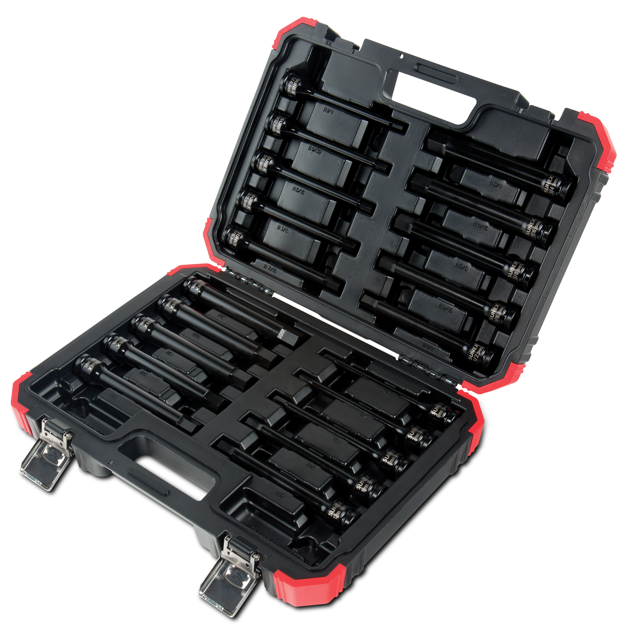 Sunex Tools Hex Impact Bit Socket Set — 1/2in. Drive, SAE/Metric, 6in. Long, 20 Pcs, Model# 2637L
